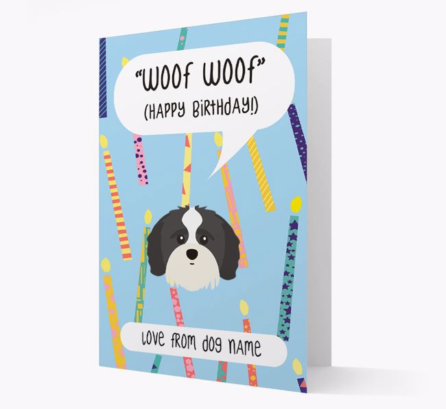 Personalized 'Woof Woof' Birthday Card with {breedFullName} Icon